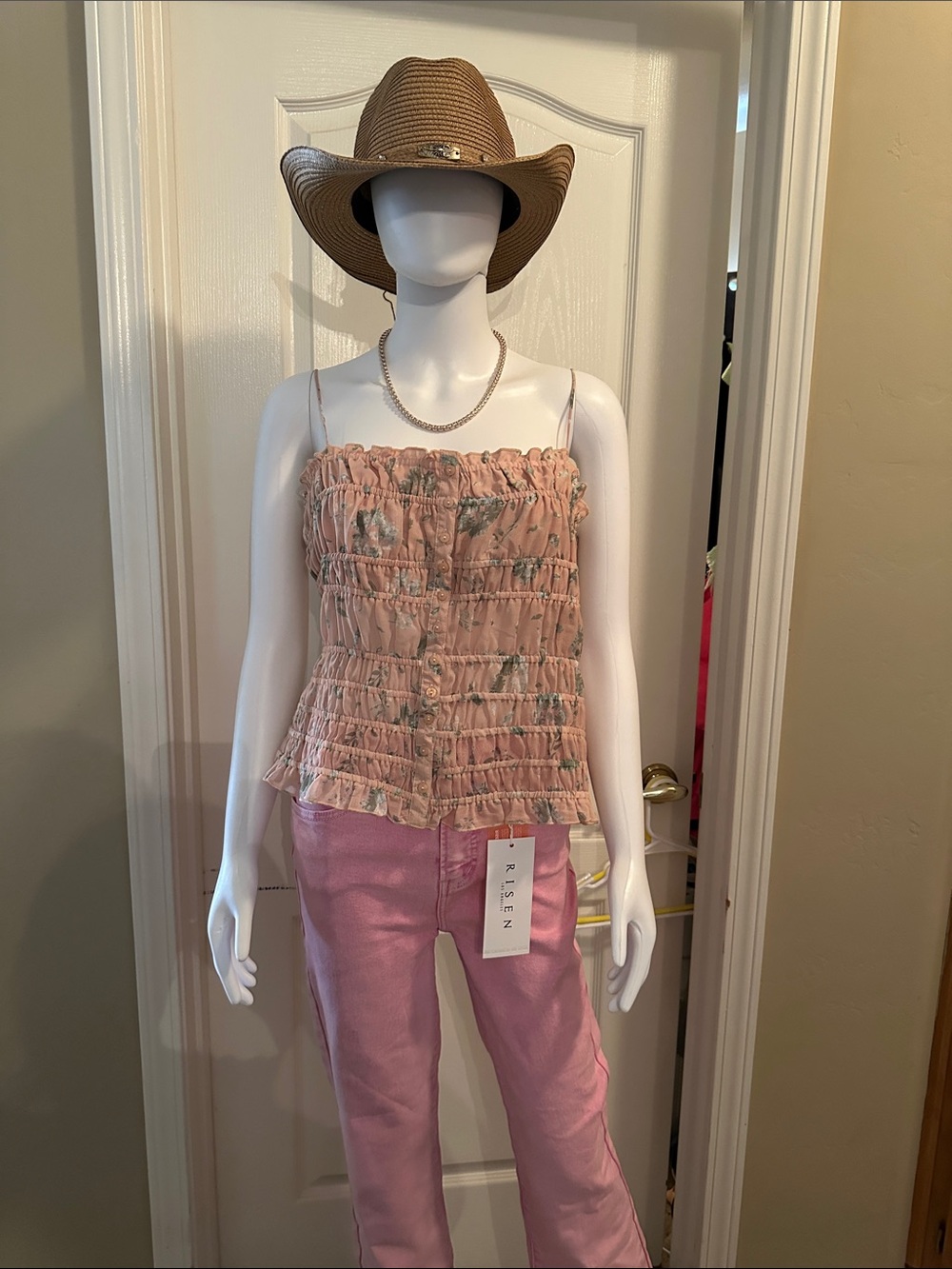 Oli & Hali Buttoned Camisole - Soft Pink and Mint